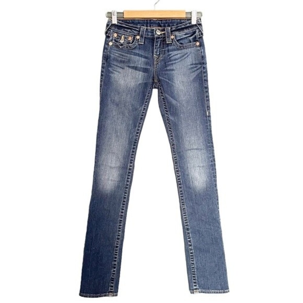True Religion Slim Straight Back Flap Jeans Island Song Wash Women’s Size 26